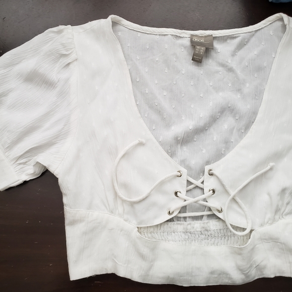 ASOS Tops - ASOS white lace up cutout crop top